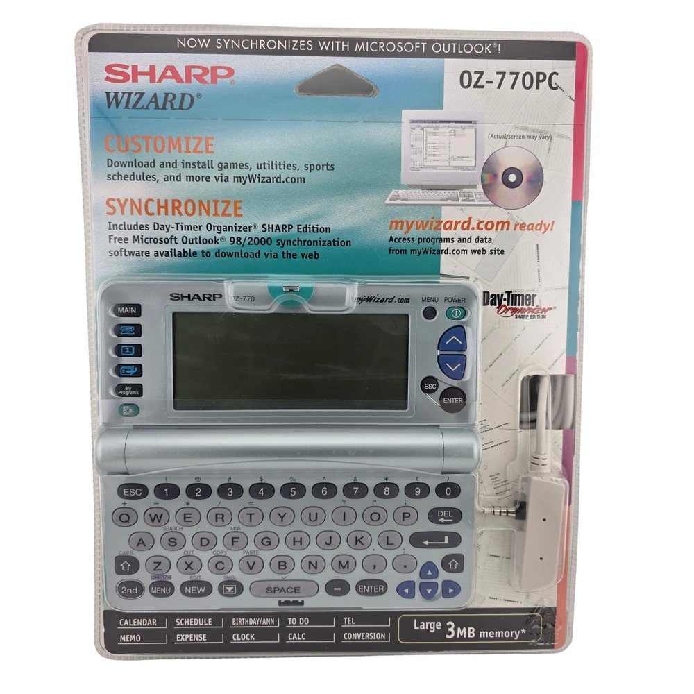 Sharp Wizard OZ-770PC Electronic Organizer 3MB‎ Backlit NEW Timer Vintage Tech
